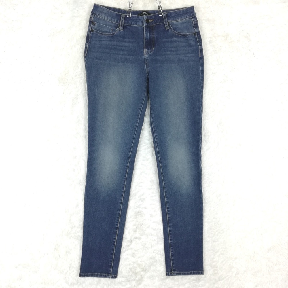 Liverpool Womens Jeans Abby Skinny Blue Denim Mid Rise Whiskering Medium Wash 8